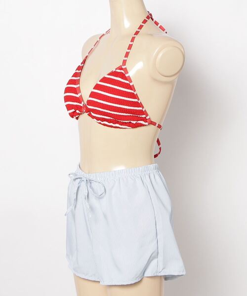 3点セット ビキニ上下セット + ストライプパンツ スパコーデ セール】ストライプレディース ビキニ+ショートパンツ 上下3点