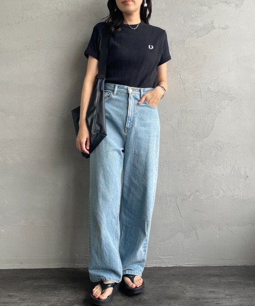 FRED PERRY（フレッドペリー）の「[FRED PERRY/フレッドペリー] 別注 ランダムリブ ワンポイントロゴ刺繍 リンガーTシャツ（Tシャツ/カットソー・レディース・ネイビー/ブラック/ベージュ/アイボリー・8/10）」の7枚目の写真