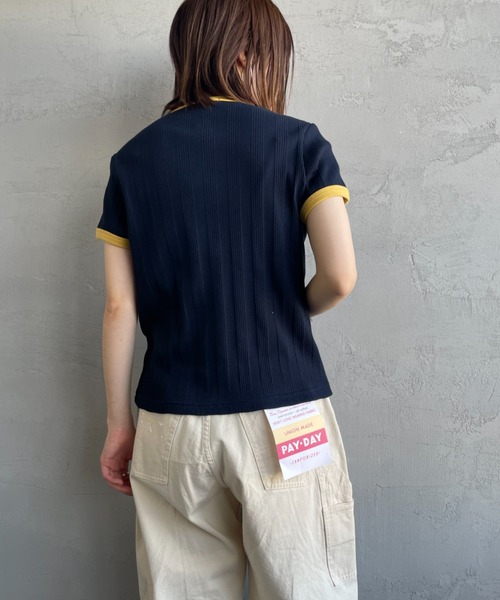 FRED PERRYランダムリブ ワンポイントロゴ刺繍 リンガーTシャツ FRED PERRY tシャツ 「FRED PERRY/フレッドペリー」 別注