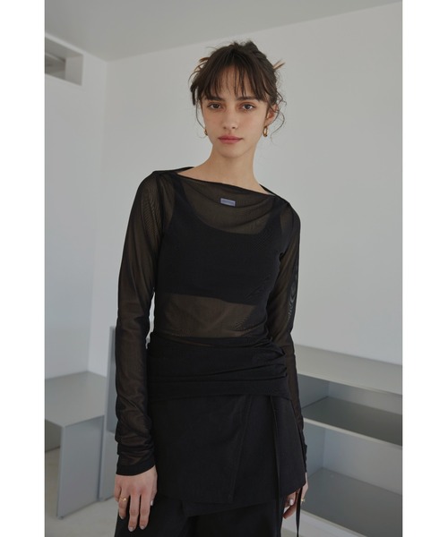 ALEXIA STAM（アリシアスタン）の「Wellness Mesh Long Sleeve Top/ウェルネスメッシュロンT（Tシャツ/カットソー・レディース・カーキ/ブラック/アイボリー・M/S）」の2枚目の写真