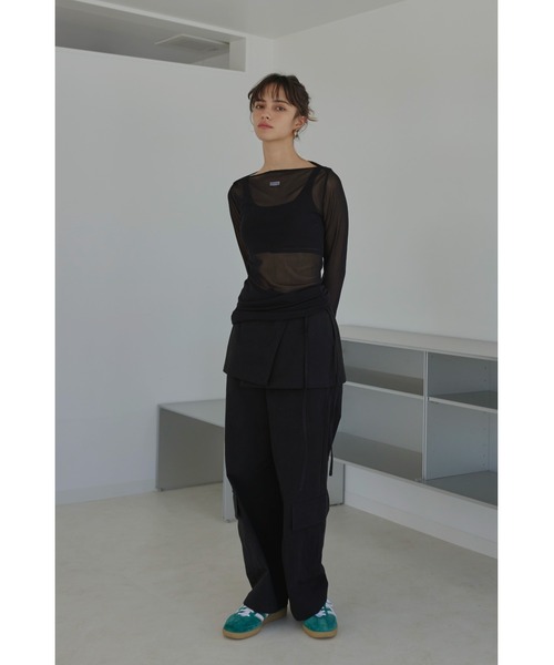 アリシアスタン　ウェルネス　ロンT ダブルホック　ベージュ　S セール】Wellness Mesh Long Sleeve Top/ウェルネスメッシュロン