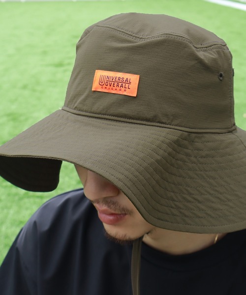 UNIVERSAL OVERALL(ユニバーサルオーバーオール)の「【UNIVERSAL OVERALL/ユニバーサルオーバーオール】UOロゴ刺繍 SHADAN ロングブリムハット(ハット・メンズ・カーキ/ブラック/ベージュ/チャコール・FREE)」の6枚目の写真