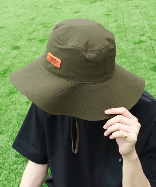 UNIVERSAL OVERALL(ユニバーサルオーバーオール)の「【UNIVERSAL OVERALL/ユニバーサルオーバーオール】UOロゴ刺繍 SHADAN ロングブリムハット(ハット・メンズ・カーキ/ブラック/ベージュ/チャコール・FREE)」の7枚目の写真