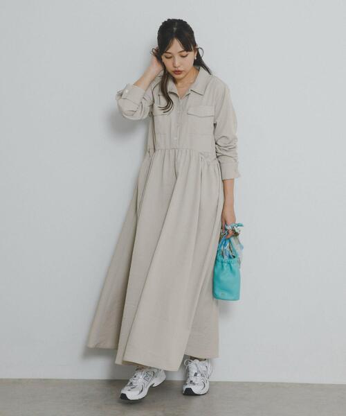 F by ROSSO(エフバイロッソ)の「フラップデザインシャツワンピース(ワンピース・レディース・ライトベージュ/カーキ・38/36)」の10枚目の写真