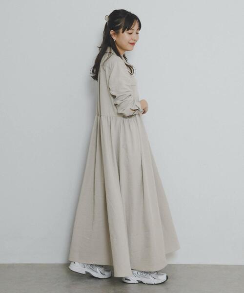 F by ROSSO(エフバイロッソ)の「フラップデザインシャツワンピース(ワンピース・レディース・ライトベージュ/カーキ・38/36)」の8枚目の写真