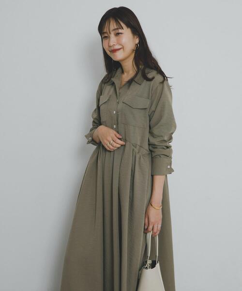 F by ROSSO(エフバイロッソ)の「フラップデザインシャツワンピース(ワンピース・レディース・ライトベージュ/カーキ・38/36)」の21枚目の写真