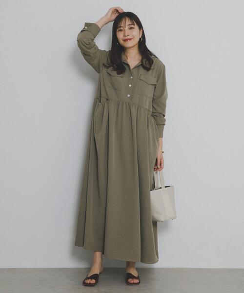 F by ROSSO(エフバイロッソ)の「フラップデザインシャツワンピース(ワンピース・レディース・ライトベージュ/カーキ・38/36)」の20枚目の写真