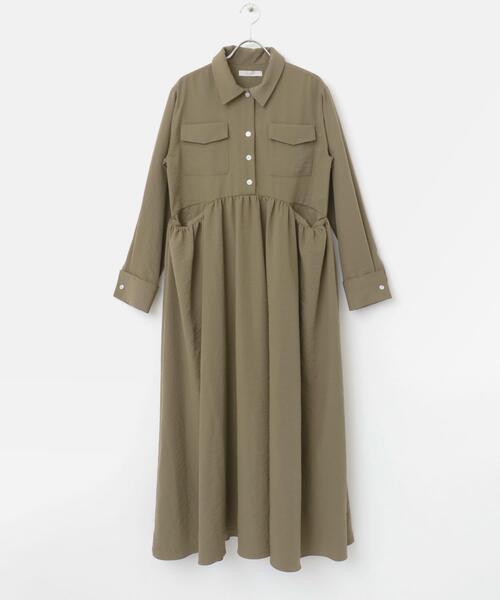 F by ROSSO(エフバイロッソ)の「フラップデザインシャツワンピース(ワンピース・レディース・ライトベージュ/カーキ・38/36)」の17枚目の写真