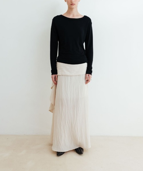 Studio Doe(スタジオドー)の「Studio Doe Premium Tencel Spread Neck Sweater(Tシャツ/カットソー・レディース・ブラック・SMALL/MEDIUM)」の2枚目の写真