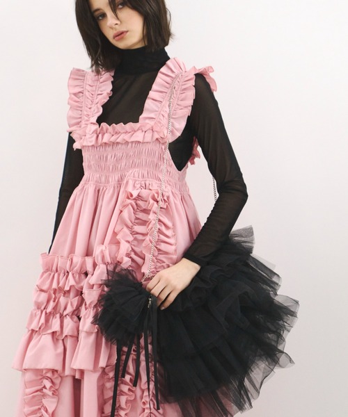 PERNA（ペルナ）の「チュールチャームショルダーバッグ（ショルダーバッグ・レディース・ブラック/ホワイト・FREE）」の3枚目の写真