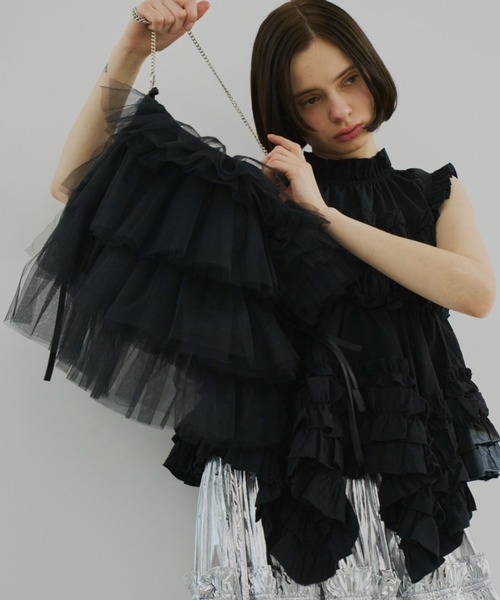 PERNA（ペルナ）の「チュールチャームショルダーバッグ（ショルダーバッグ・レディース・ブラック/ホワイト・FREE）」の7枚目の写真