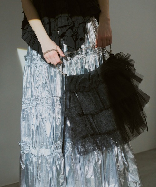 PERNA（ペルナ）の「チュールチャームショルダーバッグ（ショルダーバッグ・レディース・ブラック/ホワイト・FREE）」の8枚目の写真