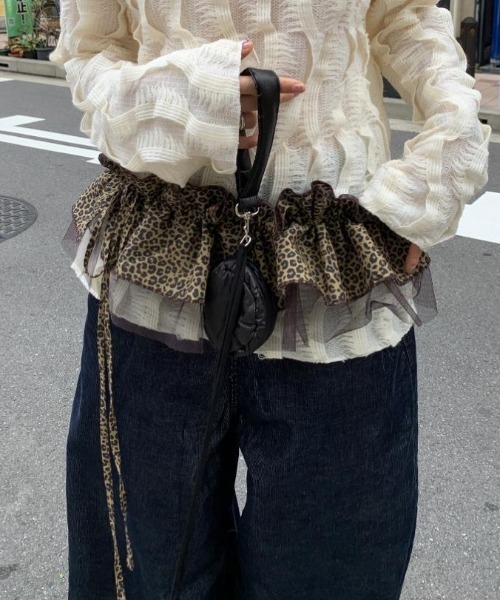 lilful(リルフル)の「レオパードレイヤードラップスカート(スカート・レディース・グレー/ベージュ・F)」の7枚目の写真