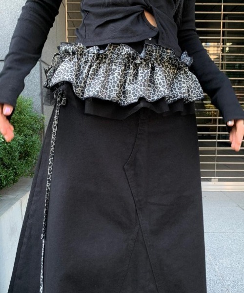 lilful(リルフル)の「レオパードレイヤードラップスカート(スカート・レディース・グレー/ベージュ・F)」の11枚目の写真