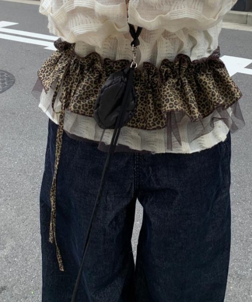 lilful(リルフル)の「レオパードレイヤードラップスカート(スカート・レディース・グレー/ベージュ・F)」の5枚目の写真