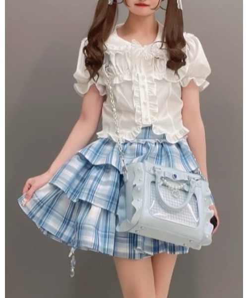 Ank Rouge(アンクルージュ)の「コルセットセーラーリボンブラウス(シャツ/ブラウス・レディース・ブラック/オフホワイト・M)」の1枚目の写真