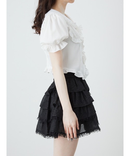 Ank Rouge(アンクルージュ)の「コルセットセーラーリボンブラウス(シャツ/ブラウス・レディース・ブラック/オフホワイト・M)」の6枚目の写真