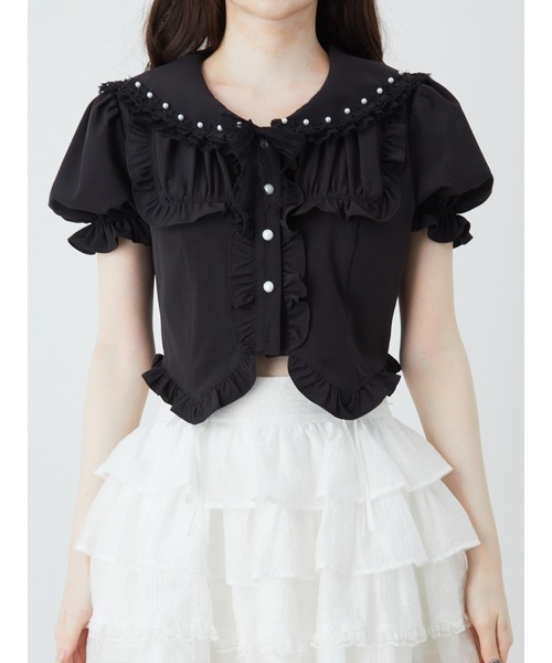 Ank Rouge(アンクルージュ)の「コルセットセーラーリボンブラウス(シャツ/ブラウス・レディース・ブラック/オフホワイト・M)」の10枚目の写真