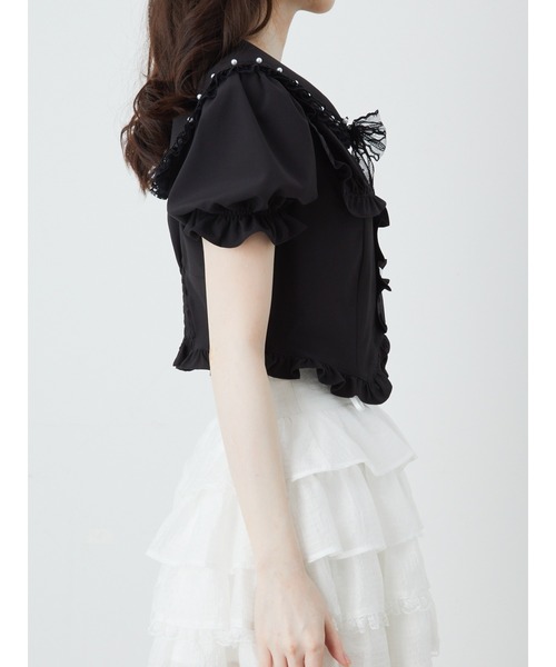 Ank Rouge(アンクルージュ)の「コルセットセーラーリボンブラウス(シャツ/ブラウス・レディース・ブラック/オフホワイト・M)」の11枚目の写真