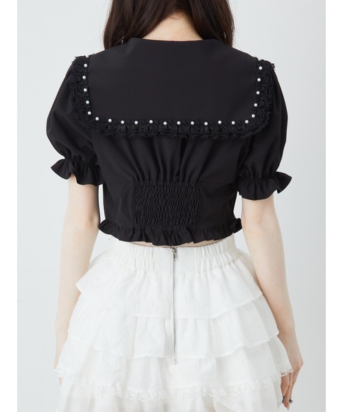 Ank Rouge(アンクルージュ)の「コルセットセーラーリボンブラウス(シャツ/ブラウス・レディース・ブラック/オフホワイト・M)」の12枚目の写真