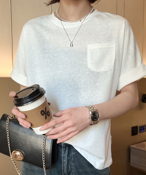 BANICO(バニコ)の「【Banico】シンプルポケット付きTシャツ (SS)(Tシャツ/カットソー・レディース・ホワイト/ブラック/ベージュ/グレー/バーガンディー・FREE)」の20枚目の写真