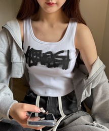 WEGO/グラフィックカップ付きリブタンク