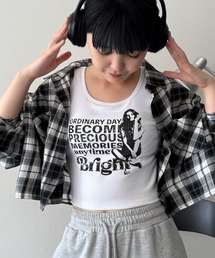 WEGO/グラフィックカップ付きリブタンク