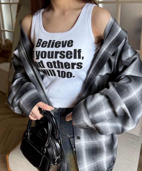 WEGO/グラフィックカップ付きリブタンク（タンクトップ）｜WEGO