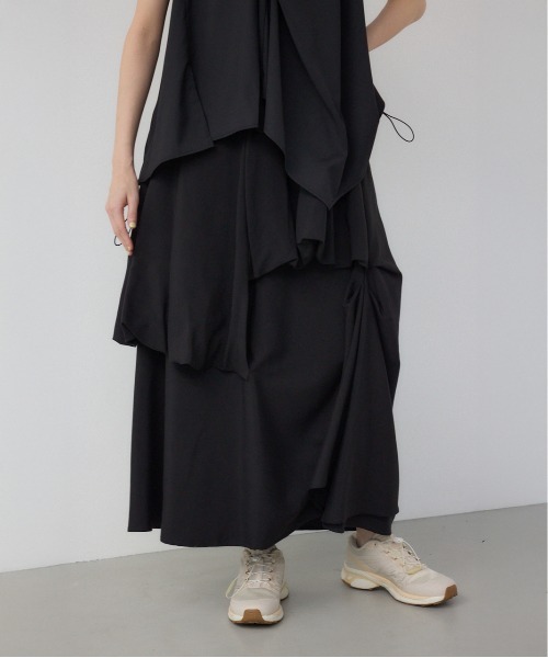 PLUS(プラス)の「【PLUS】コンビネーションレイヤードスカート(スカート・レディース・ホワイト/ブラック・SMALL/MEDIUM)」の2枚目の写真