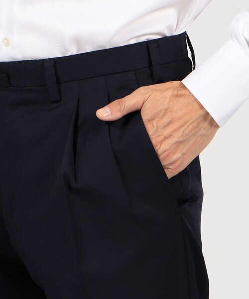TOMORROWLAND (トゥモローランド)の「ウールツイル 2プリーツスリムスラックス HORIZON TWILL E.Zegna(スラックス・メンズ・ネイビー/ブラック・52/50/48/46/44/42/54)」の9枚目の写真