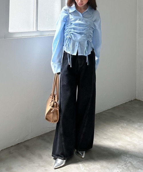 archives（アルシーヴ）の「ドロストビスチェ×シャツＳＥＴ（アンサンブル・レディース・イエロー/ブラック/オフホワイト/ブルー/クリーム・MEDIUM）」の14枚目の写真