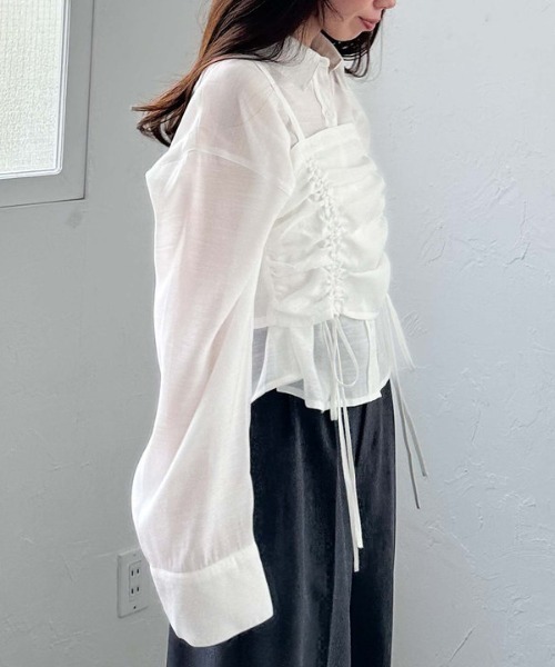 archives（アルシーヴ）の「ドロストビスチェ×シャツＳＥＴ（アンサンブル・レディース・イエロー/ブラック/オフホワイト/ブルー/クリーム・MEDIUM）」の17枚目の写真