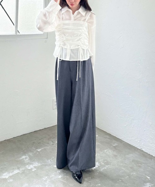 archives（アルシーヴ）の「ドロストビスチェ×シャツＳＥＴ（アンサンブル・レディース・イエロー/ブラック/オフホワイト/ブルー/クリーム・MEDIUM）」の19枚目の写真