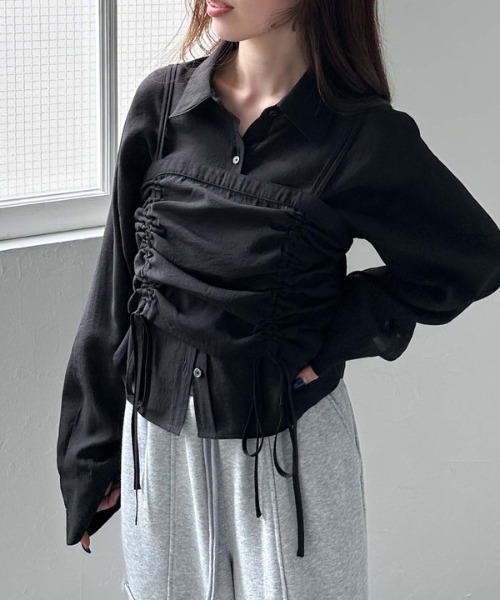 archives（アルシーヴ）の「ドロストビスチェ×シャツＳＥＴ（アンサンブル・レディース・イエロー/ブラック/オフホワイト/ブルー/クリーム・MEDIUM）」の22枚目の写真