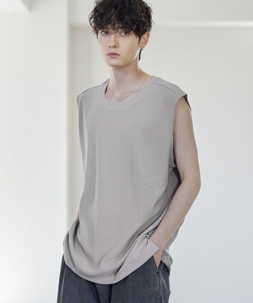 リップルプリーツレイヤードノースリーブ/タンクトップ（タンク