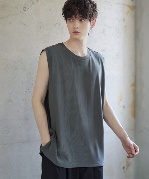 リップルプリーツレイヤードノースリーブ/タンクトップ（タンクトップ