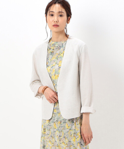 K.T KIYOKO TAKASE（キヨコタカセ）の「Ｗフェイスジャージー ノーカラージャケット（ノーカラージャケット・レディース・サックスブルー・9号）」の5枚目の写真