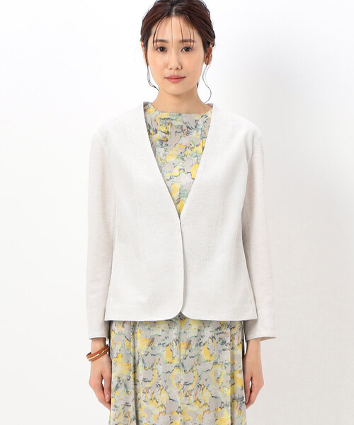 K.T KIYOKO TAKASE（キヨコタカセ）の「Ｗフェイスジャージー ノーカラージャケット（ノーカラージャケット・レディース・サックスブルー・9号）」の8枚目の写真