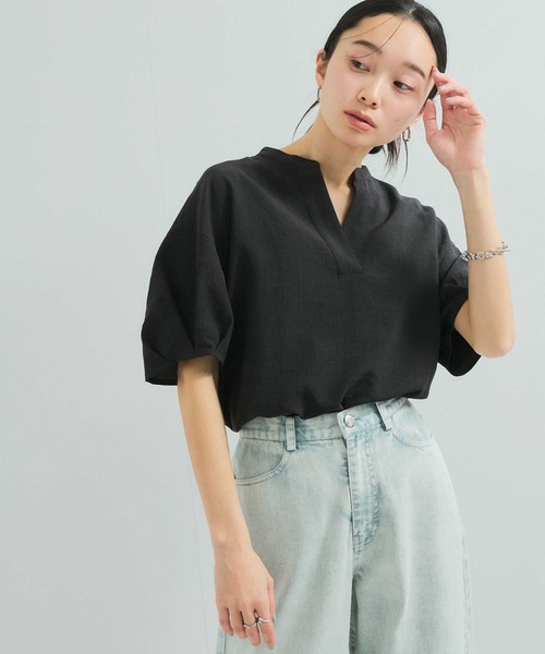 LE CERCLE par rope'(ルセルクルパーロペ)の「【セットアップ対応】タンブラーブッチャー袖タックブラウス(シャツ/ブラウス・レディース・グレー系その他/キャメル/チャコールグレー/ライトグレー・FREE)」の3枚目の写真