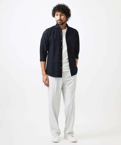 MICHEL KLEIN HOMME (ミッシェルクランオム)の「リップルストライプ七分袖シャツ(シャツ/ブラウス・メンズ・ホワイト/ネイビー/ダークグレー/ラベンダー・MEDIUM/LARGE/X-LARGE)」の14枚目の写真