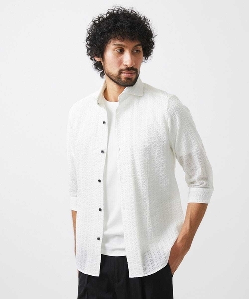 MICHEL KLEIN HOMME (ミッシェルクランオム)の「リップルストライプ七分袖シャツ(シャツ/ブラウス・メンズ・ホワイト/ネイビー/ダークグレー/ラベンダー・MEDIUM/LARGE/X-LARGE)」の12枚目の写真