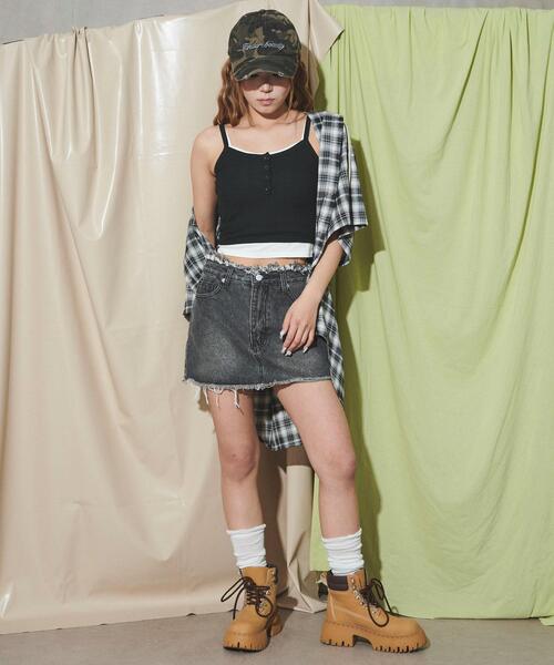 dispark（ディスパーク）の「DISPARK/リブボタンキャミソール（キャミソール・レディース・ブラウン/ブラック・FREE）」の3枚目の写真