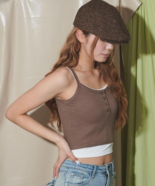 dispark（ディスパーク）の「DISPARK/リブボタンキャミソール（キャミソール・レディース・ブラウン/ブラック・FREE）」の14枚目の写真