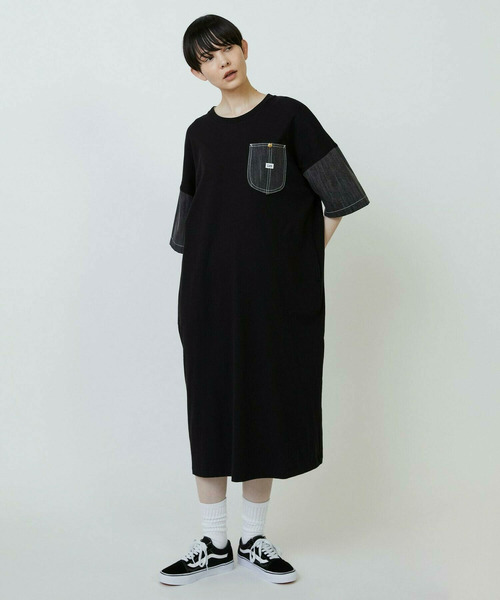 FRAPBOIS（フラボア）の「Lee×FRAPBOIS カットワンピース（ワンピース・レディース・ブルー/ブラック・FREE）」の8枚目の写真