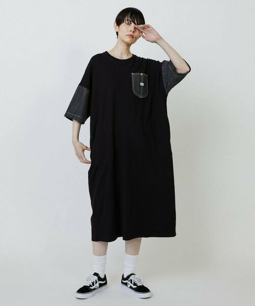 FRAPBOIS（フラボア）の「Lee×FRAPBOIS カットワンピース（ワンピース・レディース・ブルー/ブラック・FREE）」の22枚目の写真