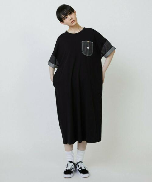 FRAPBOIS（フラボア）の「Lee×FRAPBOIS カットワンピース（ワンピース・レディース・ブルー/ブラック・FREE）」の14枚目の写真