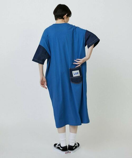 FRAPBOIS（フラボア）の「Lee×FRAPBOIS カットワンピース（ワンピース・レディース・ブルー/ブラック・FREE）」の6枚目の写真