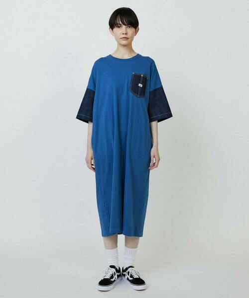 FRAPBOIS（フラボア）の「Lee×FRAPBOIS カットワンピース（ワンピース・レディース・ブルー/ブラック・FREE）」の5枚目の写真