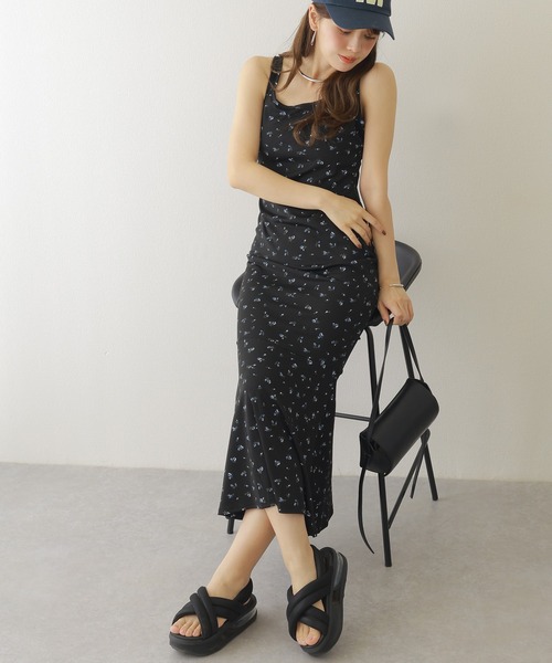 flower mermaid long dress /花柄 マーメイド ノースリーブ