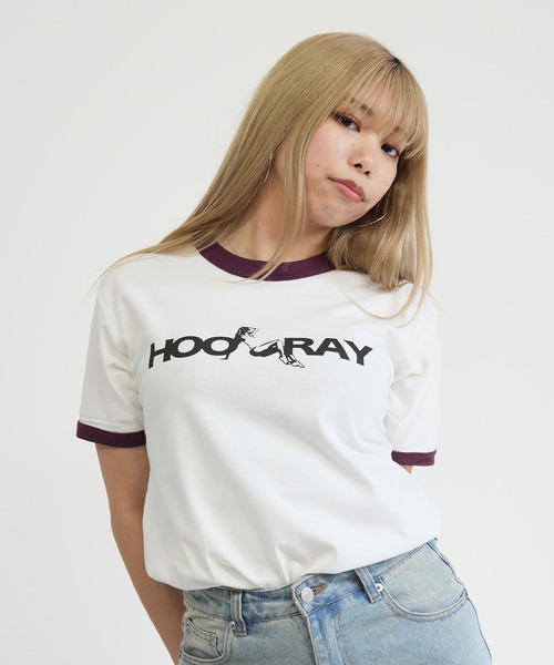 BASIS（ベイシス）の「ENAコラボTシャツ リンガーロゴtシャツ 綿100% リンガーT カットソー 半袖（Tシャツ/カットソー・レディース・ブラック/ホワイト・SMALL/MEDIUM）」の2枚目の写真